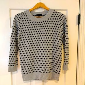 J Crew Gray with Black Polka Dots Sweater Size S